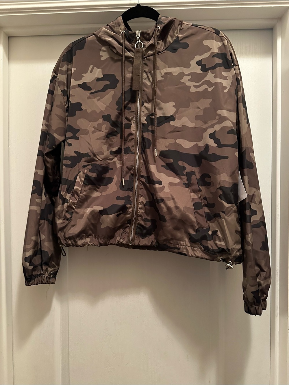 Ashley By 26 International Women's Brown Camo Hooded Utility Jacket